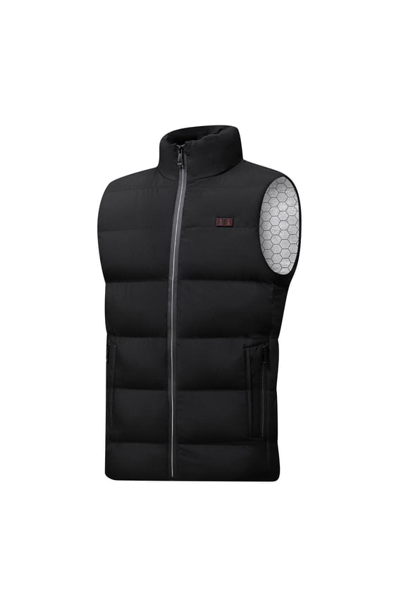 Unisex Heated Vest 8 Heating Zone Quilted Jacket Lightweight Winter Warm USB Electric Waistcoat for Work Fishing Golf Black 4(S)