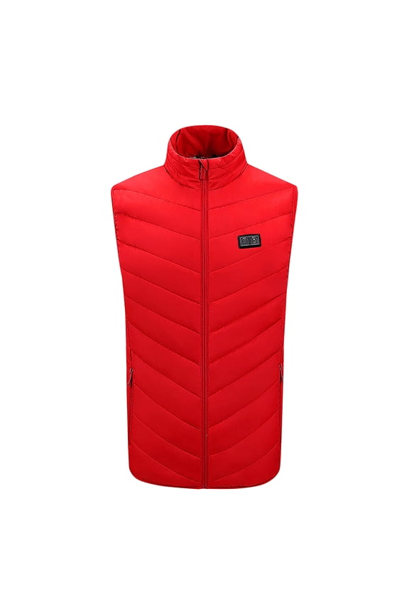 Unisex Heated Vest 9Heating Zone Quilted Jacket Lightweight Winter Warm USB Electric Waistcoat for Work Fishing Golf Red XXXXXXL