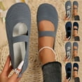 thumbnail image 1 of Hinvhai Wide Toe Flat Shoes Women Mary Jane Flat Shoes Comofortable Ballet Flat with Straps Slip on Washable Knit Casual Flats Gray 9.5(43), 1 of 9
