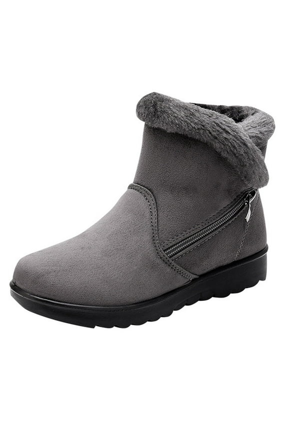 Winter Snow Boots for Womens ,Warm Fur Lined Zipper Ankle Booties Comfortable Outdoor Waterproof Non Slip Boots for Women Gray 7(39)