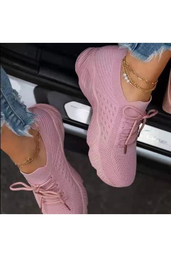 Women Fall Winter Casual Sneakers,Ultra Lightweight Running Shoes Non-Slip Wide Sneakers Mesh Breathable Walking Shoes Pink 4.5(35)