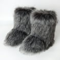 thumbnail image 1 of Hinvhai Women Faux Fur Boot Clearance,Fashion Classic Outdoor with Fur Lining Plus Size Furry Fluffy 2024 Flat Shoes Solid Color Fuzzy Snow Boot Gray 8.5-9(43), 1 of 7