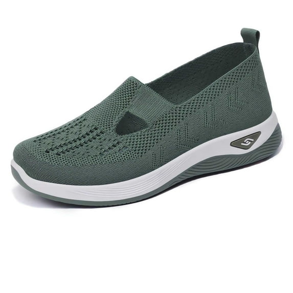 Hinvhai Women Footwear Orthopedic Sneakers Woven Breathable Running Shoes Arch Support Walking Shoes Soft Sole Shoes Cloud Slide Orthopedic Green 6.5(38)