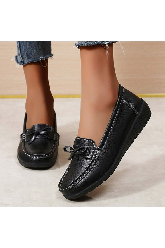 Women Loafers Flexible Breathable Slip-On Comfortable Sole Ladies Shoes for Walking Black 9(42)