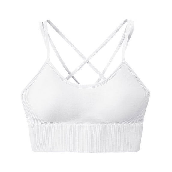 Hinvhai Women Seamless Sports Bra Wirefree Yoga Bra with Removable Pads On Clearance White 10(XL)