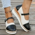 thumbnail image 1 of Hinvhai Women's Ankle Strap Round Closed Toe Espadrilles Wedges Heel Dress Shoes Black 9.5(43), 1 of 9