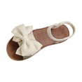 thumbnail image 1 of Hinvhai Women's Bow Flat Sandals Dressy Open Toe Ankle Strap Summer Casual Vacation Slides Shoes Beige 5.5(36), 1 of 9