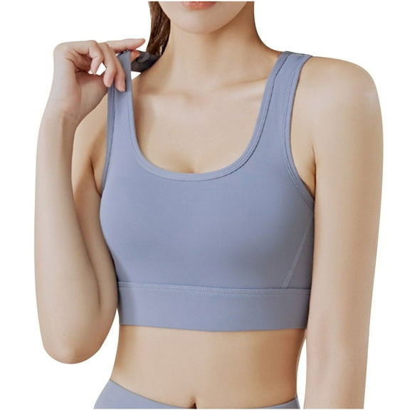 Hinvhai Women's Breasted Back Women's Running Fitness Yoga High Strength Shock-proof Beauty Back Bra Sports Underwear On Blue 4(S)