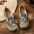 thumbnail image 1 of Hinvhai Women's Casual Flat,Fashion Classic Embroidery Print Canvas Non Slip Walking Espadrilles Soft Comfortable Breathable Loafer Shoes Gray 5.5(36), 1 of 3