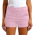 thumbnail image 1 of Hinvhai Women's Casual Shorts with Pockets Stretch Cotton Twill Slim Waist Regular Fit Comfortable Summer Outdoor Shorts Pink M(M), 1 of 8