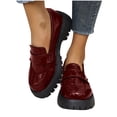 thumbnail image 1 of Hinvhai Women's Chunky Platform Penny Loafers Round Toe Slip-On Dress Shoes with Non-Slip Lug Sole for Business Work and Daily Casual Wear Wine 5.5(36), 1 of 9