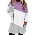 thumbnail image 1 of Hinvhai Women's Fleece Pullover Fuzzy Cozy Colorblock Sweatshirt Crew Neck Sweatshirt thermal Warm Oversized Tops with Pockets Purple XXXL(XXXL), 1 of 9
