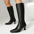 thumbnail image 1 of Hinvhai Women's Kitten Heel Knee High Boots Pointed Toe High Heel Tall Boots Black 9.5(43), 1 of 6