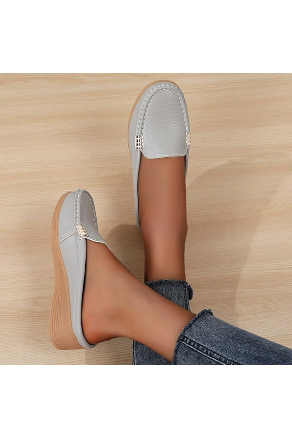 Women's Leather Closed Toe Clogs,Comfort Cutout Arch Support Softsole Slip-On Mules Loafers Slides Gray 8.5(41)