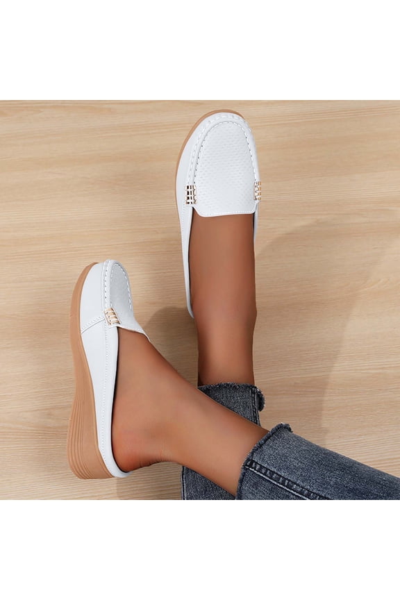 Women's Leather Closed Toe Clogs,Comfort Cutout Arch Support Softsole Slip-On Mules Loafers Slides White 6(37)