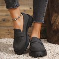 thumbnail image 1 of Hinvhai Women's Leather Platform Chunky Slip-On Penny Loafers Classic Round Toe Lug Sole Business Casual formal Work Shoes Gray 6(37), 1 of 9