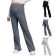 thumbnail image 1 of Hinvhai Women's Maternity Casual Pants ,Classic Adjustable High Waist Solid Color Flare Leg Ribbed Knit Maternity Pants Gray XL(XL), 1 of 7