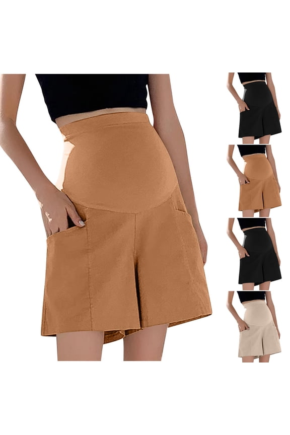 Women's Maternity Shorts Modal Shorts Over Belly Summer Casual Pregnancy Clothes Brown XL(XL)