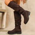 thumbnail image 1 of Hinvhai Women's Mid Calf Boots Round Toe Mid Heel Fashion Casual Comfortable Walking Shoes Coffee 7(39), 1 of 9