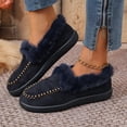 thumbnail image 1 of Hinvhai Women's Moccasin Slippers Fuzzy House Shoes Fluffy Home Warm Memory Foam Indoor Outdoor Dark Blue 8.5(41), 1 of 7