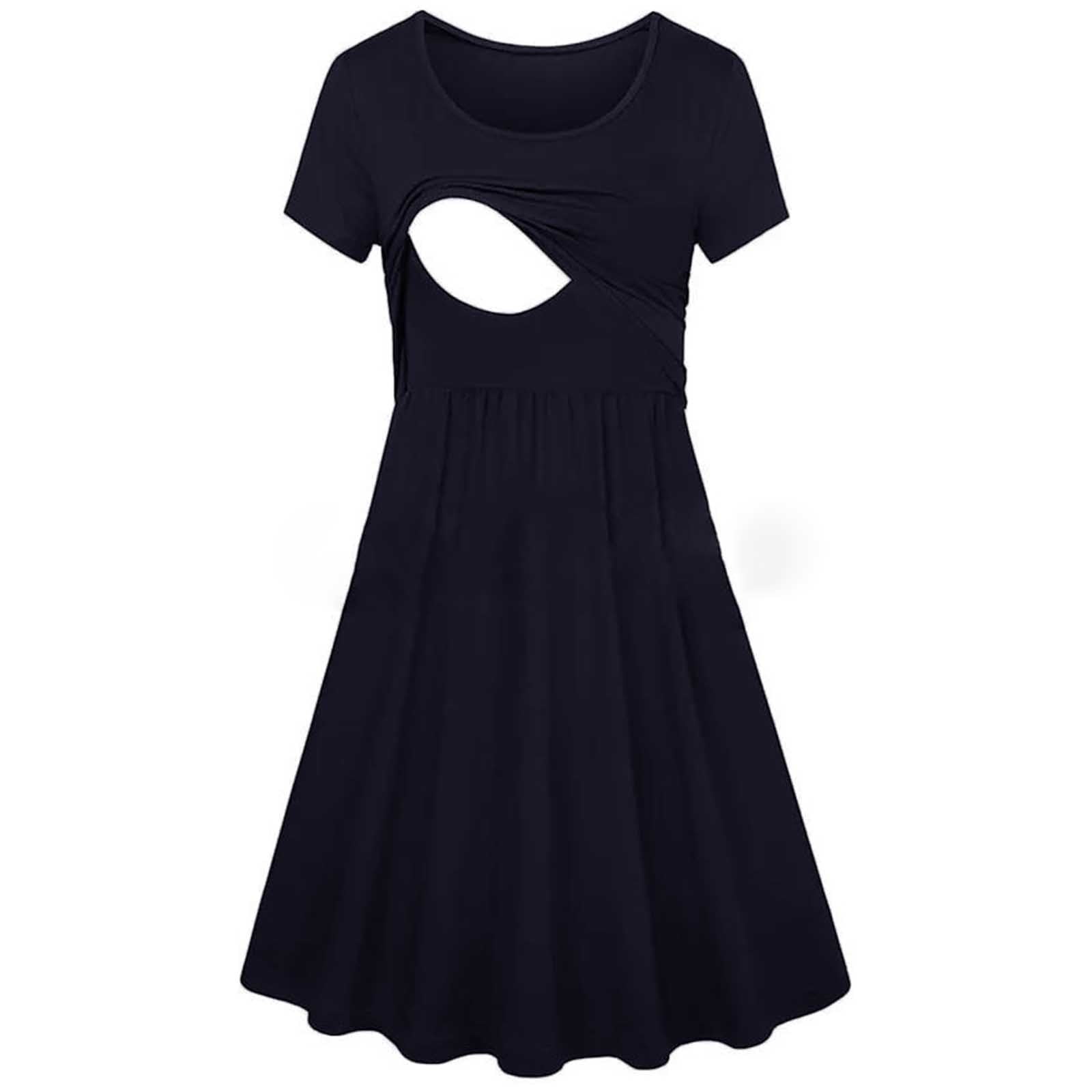 nursing skater dress Maternity Nursing Skater Dress in Black and Dots | Happy Mama