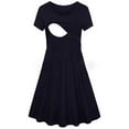 thumbnail image 1 of Hinvhai Women's Nursing Dress Clearance Summer Short Sleeve Solid Maternity Breastfeeding Knee Length Dress Navy 6(M), 1 of 3