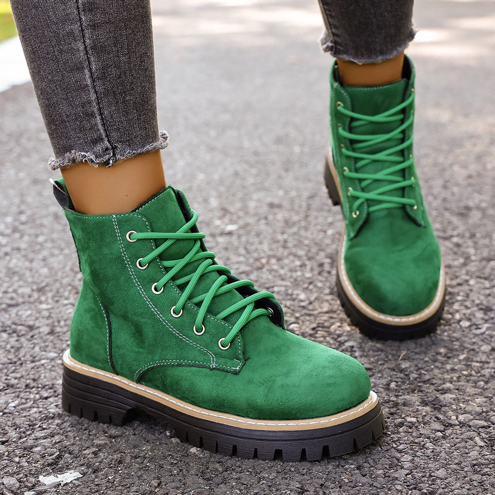 Hinvhai Women's Outdoor Waterproof Hiking Boot Snow Boots Walking Shoes Army Green 7.5(40)