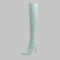 thumbnail image 1 of Hinvhai Women's Patent Leather PU Thigh High Boots ,Fashion Classic Pointy Toe Side Zippe Comfy Sexy Stiletto High Heel Over the Knee Boots Light Blue 6.5(38), 1 of 5