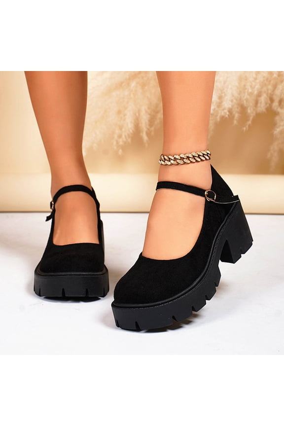 Women's Platform Mary Janes Ankle Princess Platform Pumps Leather Vintage Traditional Upper Dress Shoes Black 9.5(43)