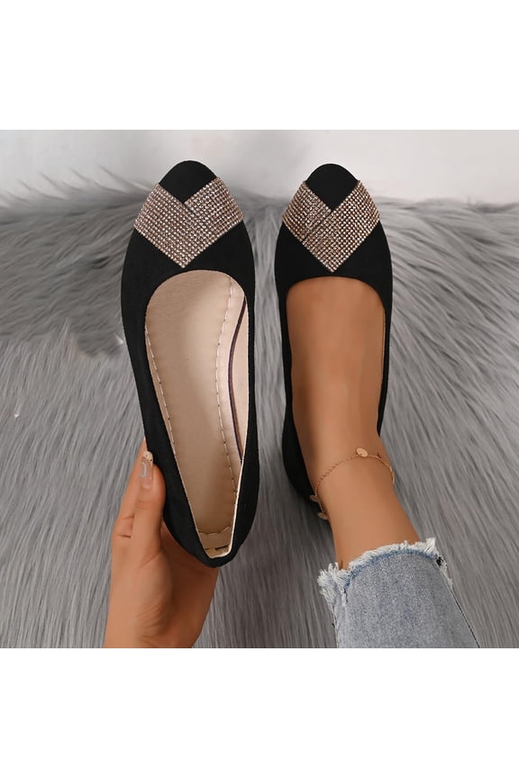 Women's Rhinestone Casual Flats,Mesh Pointed Toe Slip-On Ballet Flat Shoes,Comfort Dress Wedding Party Shoes Gold 5.5(36)