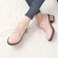 thumbnail image 1 of Hinvhai Women's Round Toe Lace Up Pump Brogues Wingtip Chunky Mid Heel Platform Vintage Dress Shoes Pink 6.5(38), 1 of 5