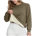 thumbnail image 1 of Hinvhai Women's Sherpa Lined Sweatshirts thermal Casual Crewneck Fleece Pullover Winter Warm Thick Tops Coffee M(M), 1 of 5