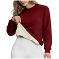 thumbnail image 1 of Hinvhai Women's Sherpa Lined Sweatshirts thermal Casual Crewneck Fleece Pullover Winter Warm Thick Tops Wine XXL(XXL), 1 of 5