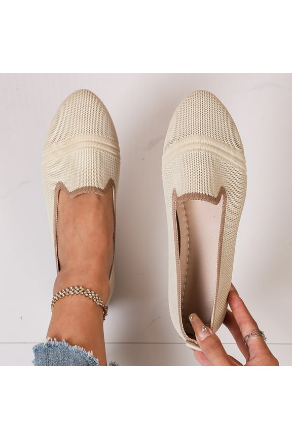 Hinvhai Women's Solid Color Flat Heel Comfortable Casual Shoes A-Khaki 9(42)