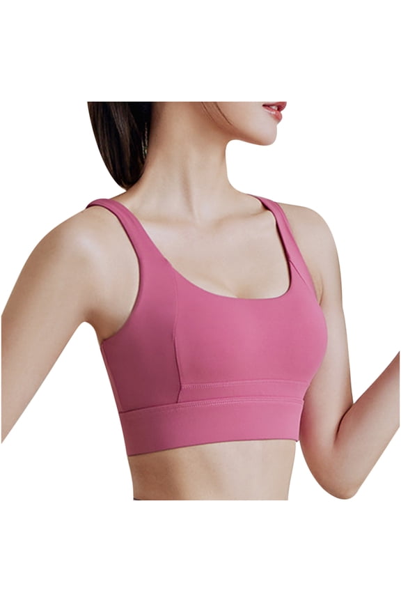 Hinvhai Women's Sports Underwear New Fall Yoga Wear Thin Running Back Training Shock-proof Vest Peach Breasted Bra On Pink 10(XL)