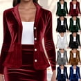 thumbnail image 1 of Hinvhai Women's Velvet Blazer Long Sleeve Notched Lapel Button Front Cardigan Suit Jacket Blazer White XL(XL), 1 of 7