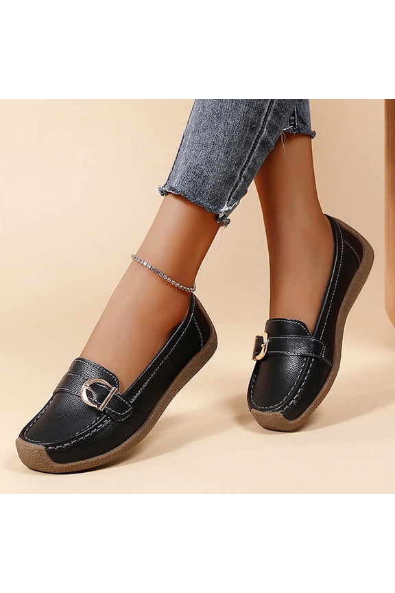 Women's Wide Width Loafers Comfort Slip on Shoes Walking Shoes for Ladies Mocassins Driving Shoe Black 8.5(41)