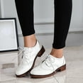 thumbnail image 1 of Hinvhai Womens Clearance Leather Flat Oxfords Shoes,Fashion Classic Lace-up Anti-Slip Leather Shoes Vintage Business formal Shoes White 7(39), 1 of 5