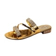 thumbnail image 1 of Hinvhai Womens Dressy Low Square Heel Sandals Slides Summer Chunky Block Heeled Open Toe Mules Slip on Slippers Shoes Gold 5.5(36), 1 of 9