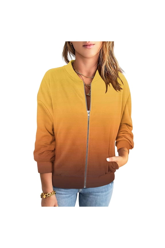 Womens Lightweight Jackets Casual Coat Zip Up Outerwear Windbreaker with Pockets Yellow XXL(XXL)