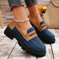 thumbnail image 1 of Hinvhai Womens Loafers Shoes,Platform Chunky Loafer Soft Sole Comfortable Slip On Work office Business Casual Dress Shoes Blue 9(42), 1 of 9