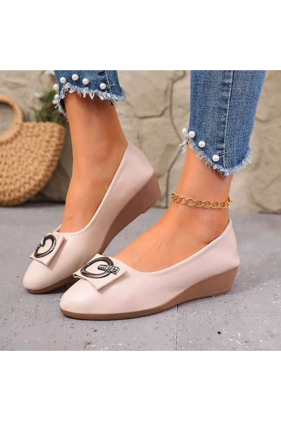 Womens Soft Ballet Flats Sparkly Beads Comfortable Slip On Ballerina Dress Flat Shoes Beige 7(39)