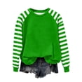 thumbnail image 1 of Hinvhai Womens Striped Sweatshirt Long Sleeve Crew Neck Color Block Casual Pullover Green L(L), 1 of 5