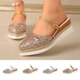 thumbnail image 1 of Hinvhai Womens Wedge Sandals Closed Toe Slingback Ankle Strap Comfortable Casual Summer Wedges Shoes Silver 9(42), 1 of 9
