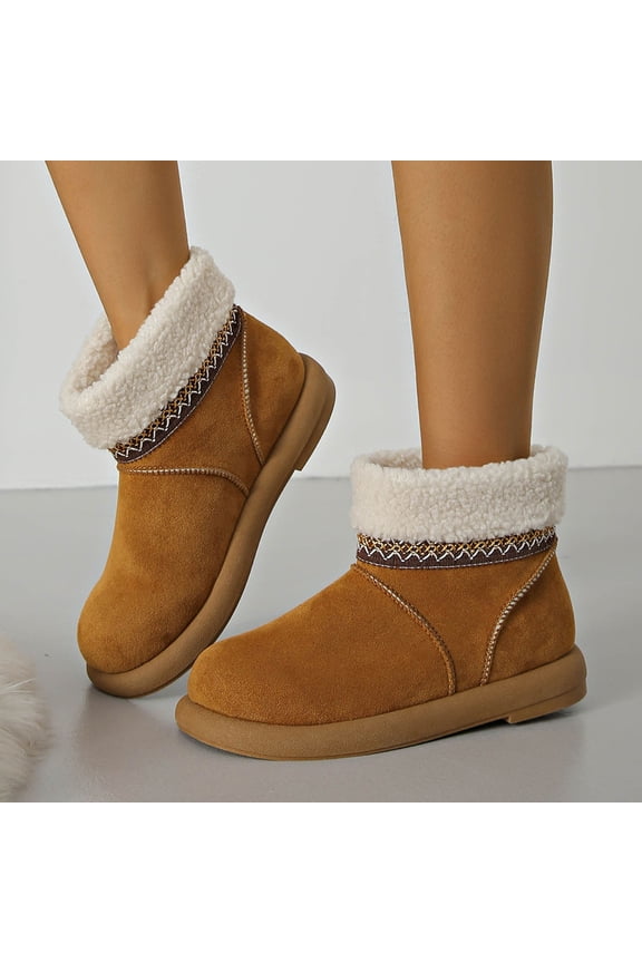 Womens Winter Snow Boots Ankle Booties Fuzzy Warm Platform Short Boots for Women Slip on Boots Brown 7(39)