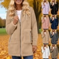 thumbnail image 1 of Hinvhai Womens Zip Up Fleece Jacket with Pockets Oversized Long Sherpa Hoodie Fuzzy Jackets Warm Coat White XL(XL), 1 of 5