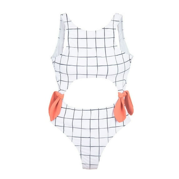 Womens swimsuits ,Women's Summer Solid Color \ Printed Tankini One-piece Swimwear White 6(S)