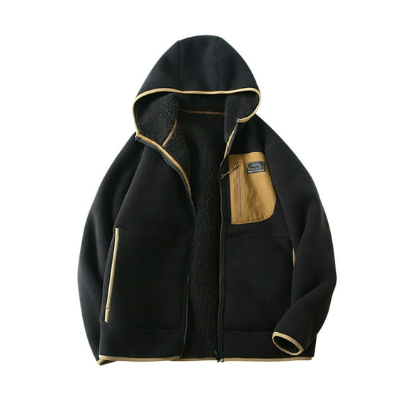 Hinvhai Zip Up Hoodie Men Big and Tall Fleece Oversized Sweatshirts Lightweight Cotton Fall Winter Jacket with Zipper Pockets Black 8(XL)