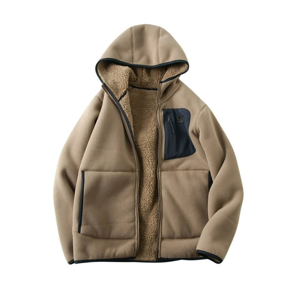 Hinvhai Zip Up Hoodie Men Big and Tall Fleece Oversized Sweatshirts Lightweight Cotton Fall Winter Jacket with Zipper Pockets Coffee 8(XL)