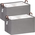 thumbnail image 1 of Hinwo 18.6 Gal./74.4 Qt./70.2 L Canvas Storage Bins, Rectangle Storage Baskets, Storage Cubes with Totes, Drawstring Closure, 22 x 15 x 13 Inches, 2-Pack, Grey, 1 of 6